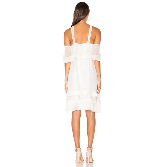 DELFI COLLECTIVE 'Blake' Pleated Chiffon Halter Flounce Dress SMALL NWT - Picture 4 of 14